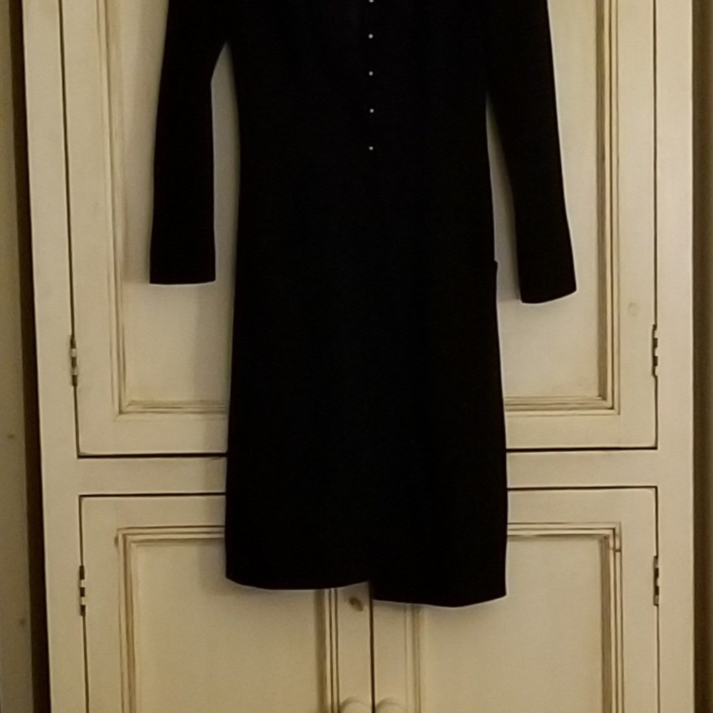 CHANEL 100% Laine wool long black dressy coat - Picture 2 of 8